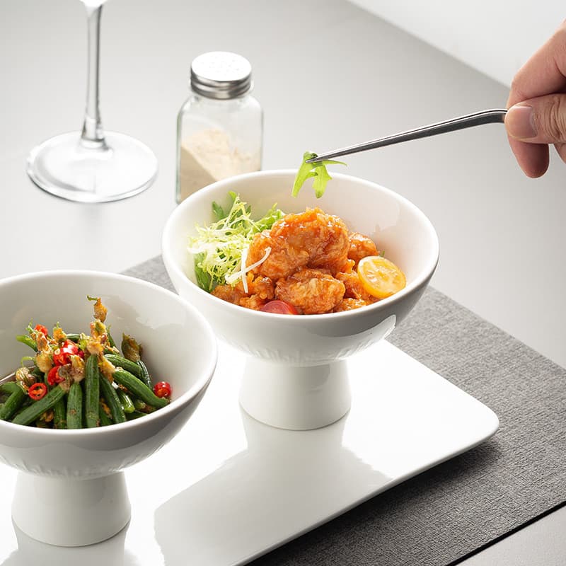 Tigela de sobremesa estilo japonês para pés, tigela branca pura para sorvete, Milkshake, lanche, restaurante, Sashimi, p