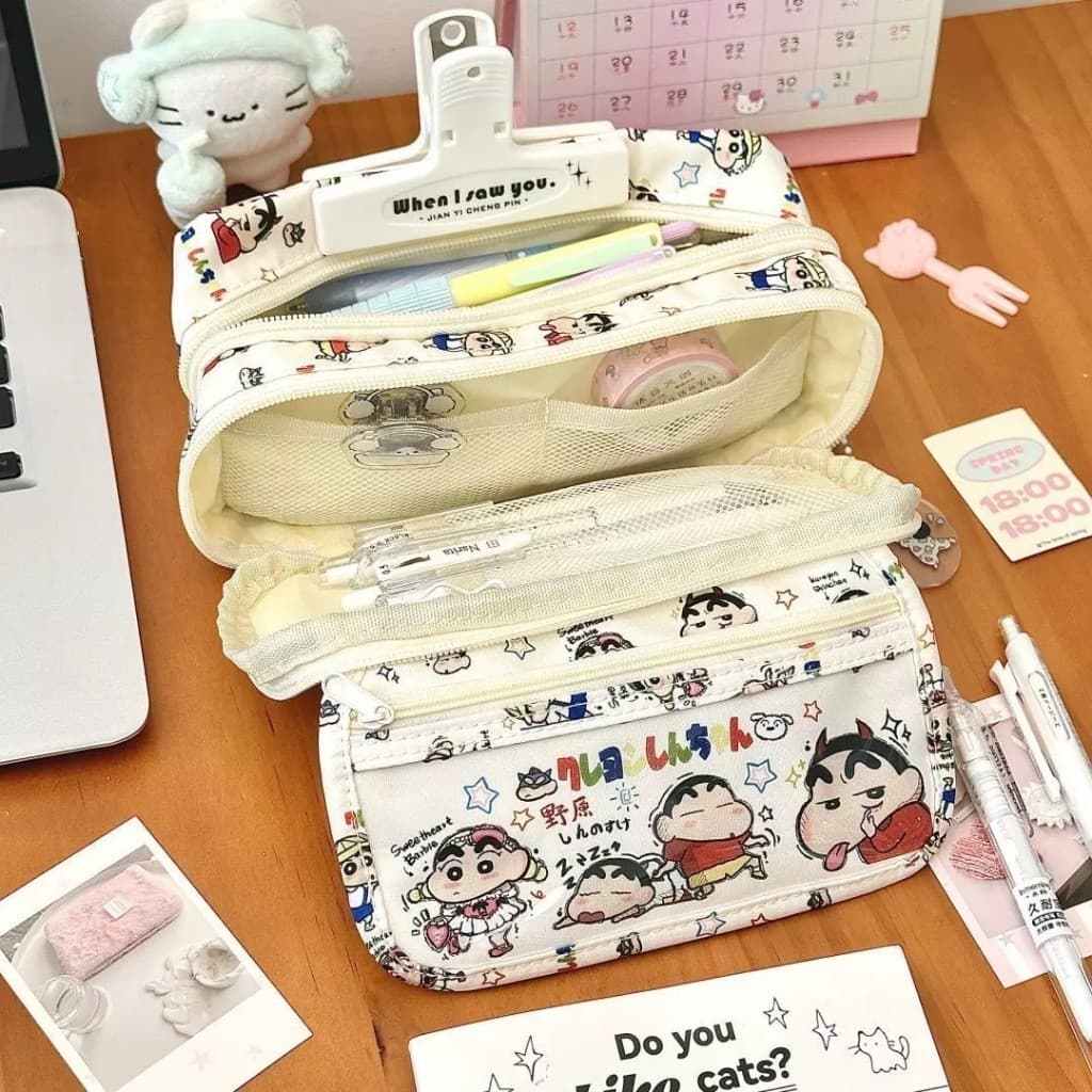 Estojo Para Caneta De Grande Capacidade Crayon Shin-chan De Papelaria flip-top Bolsa De Cosméticos Prêmios Presentes Mat