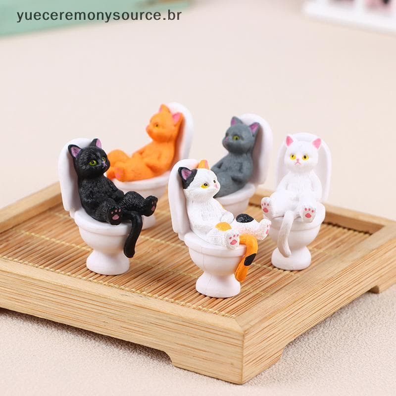 # yuece 1 Peça Estatueta De Gato Em Miniatura Série Banheiro , Estátua Fofa De Longa Duração , Bonita Para Decoração De