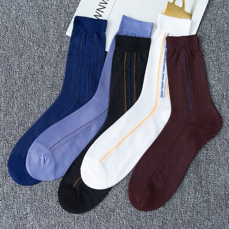 Tonghost borboleta flor boca solta meias idosos Jacquard meias masculinas meias de náilon à moda antiga meias de meia-id