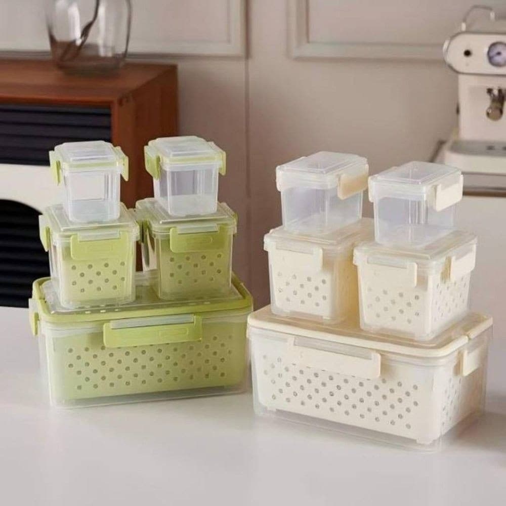 Kit 5 Potes Alimentos Recipiente Organizador Plástico Conserva Cozinha Armazenamento