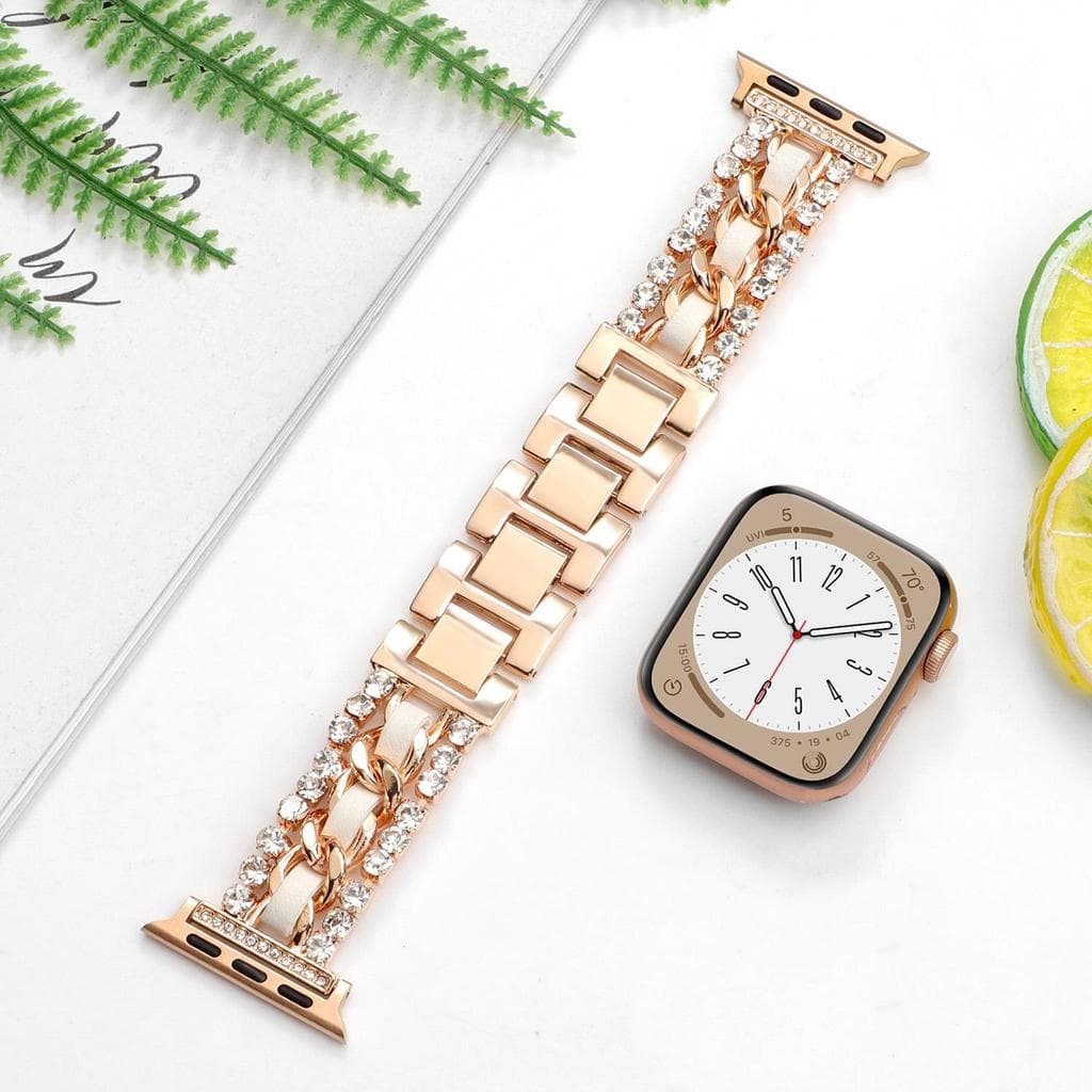 Bling Strass Corrente Pulseira De Relógio De Metal Para Apple Watch Série 10 9 Ultra SE Luxo Diamante Incrustado Substit