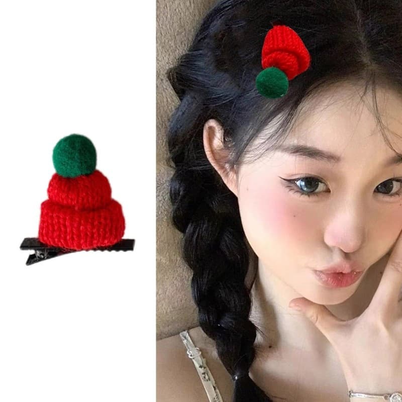 Estone Santa Hat Acessórios Para Cabelo Plush Party Clip Fashion Hairpin