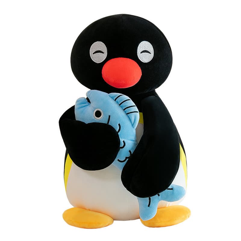 ​   Brinquedo de pelúcia da família pinguim 30cm boneca de peixe preto-companheiro de dormir fofo, adequado para decoraç