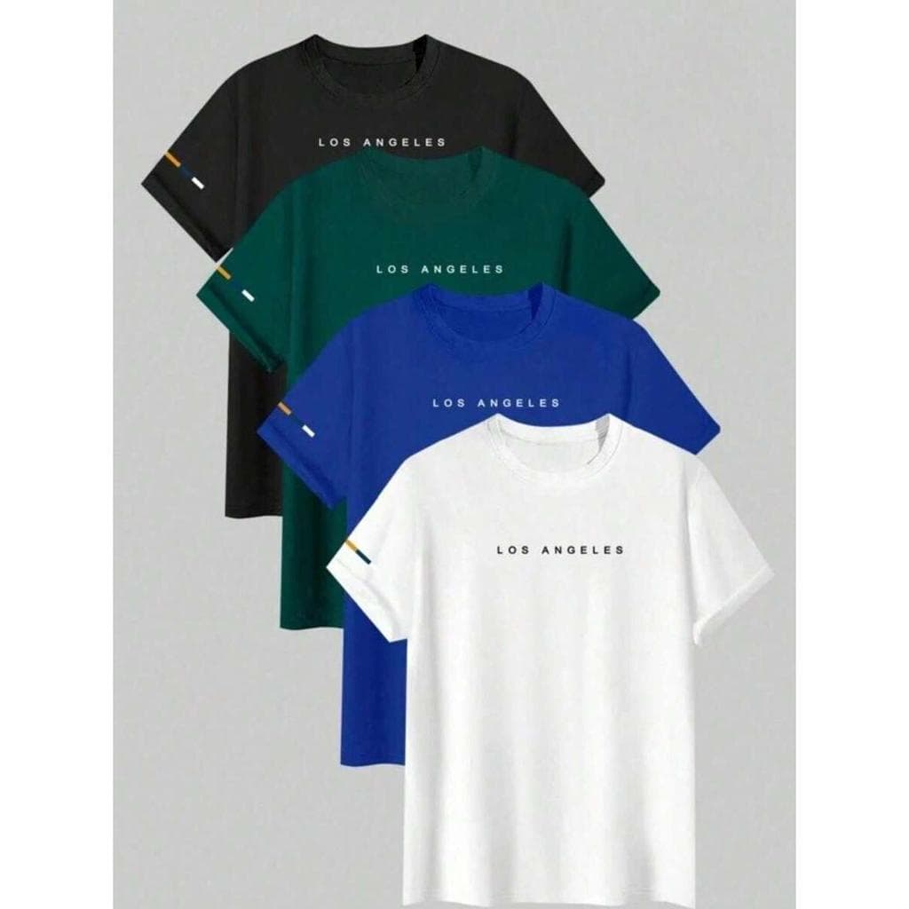 Kit 4 Camiseta Camisa Masculina Malha 30.1 Premium Los Angeles