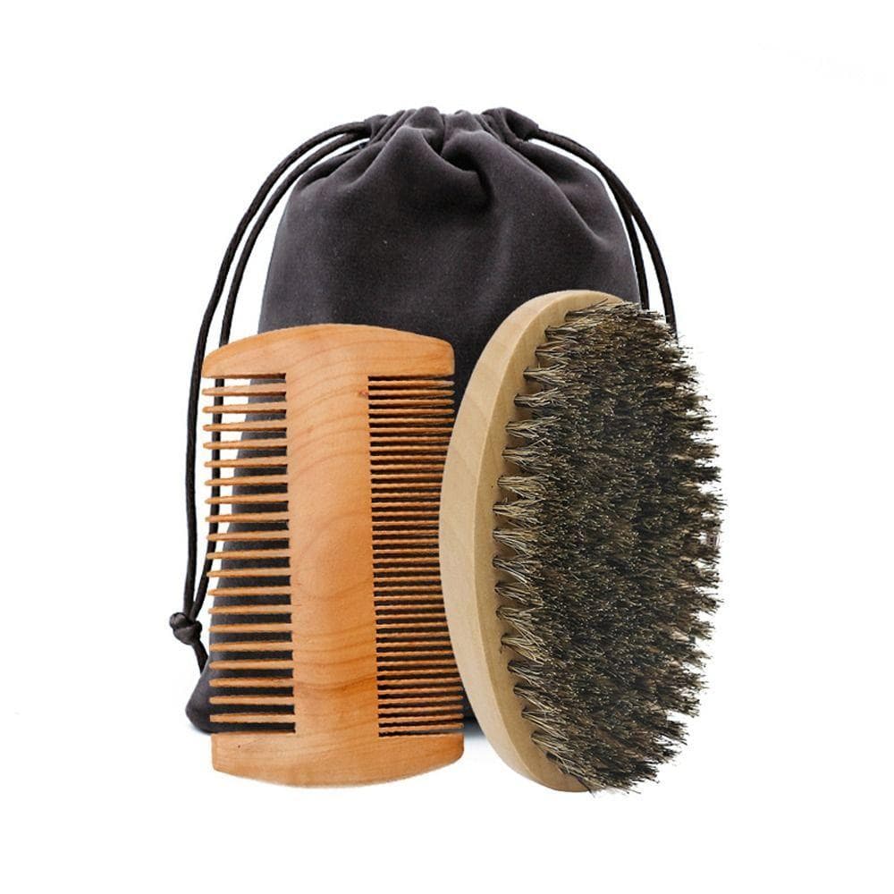 Conjunto De Escova E Pente Para Barba FTARLY 2/3pcs , Kit Profissional De Bigode Masculino , Macio