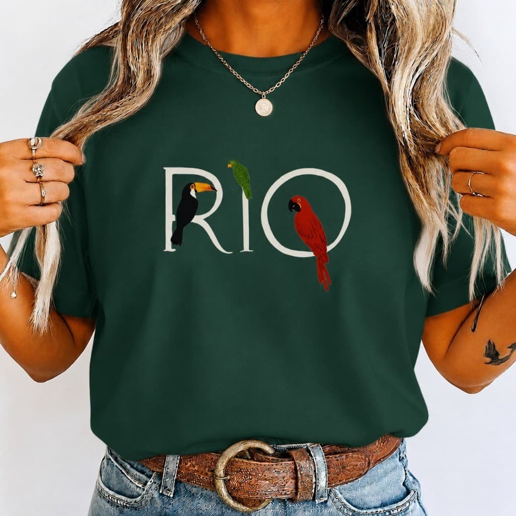Camiseta 100% Algodão Estampa Rio Lançamento Blusa Feminina Tendência Casual Básica