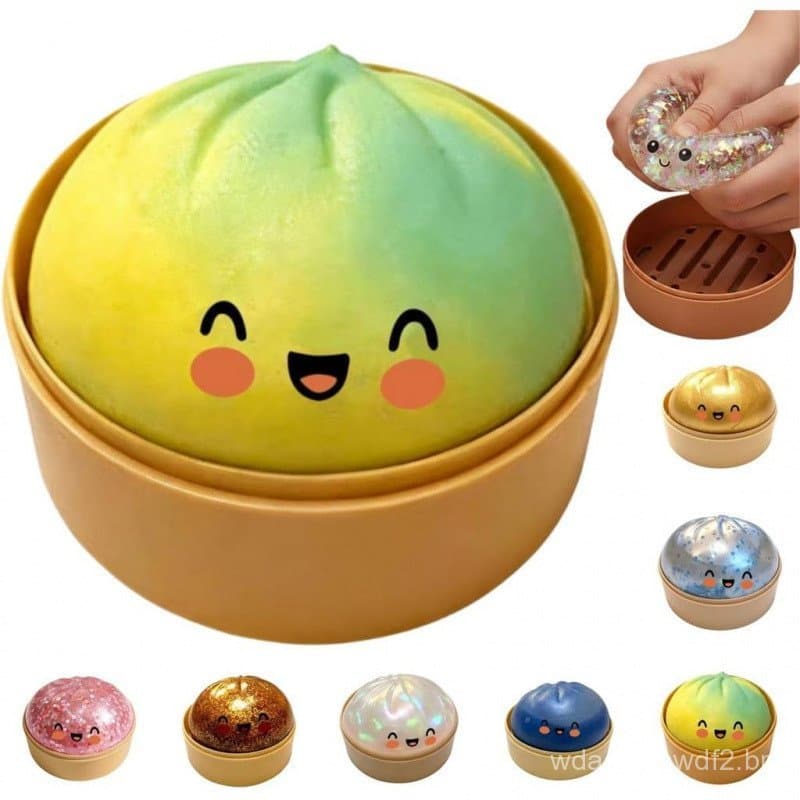 Bolinho Gigante com Glitter, Bolinho Mega Arco-Íris, Brinquedo Sensorial Anti-Estresse de 3,9 polegadas com Caixa Vapori