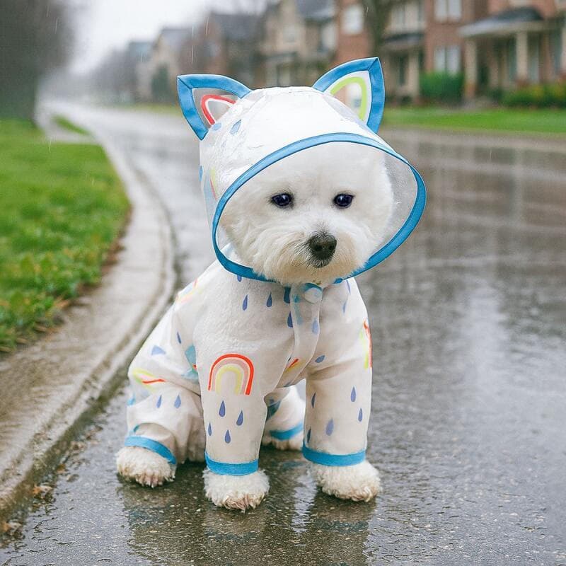 1PC Capa Impermeável e à Prova de Chuva para Cães, Capa de Chuva Azul Adequada para Cães de Pequeno e Médio Porte TGDJ L