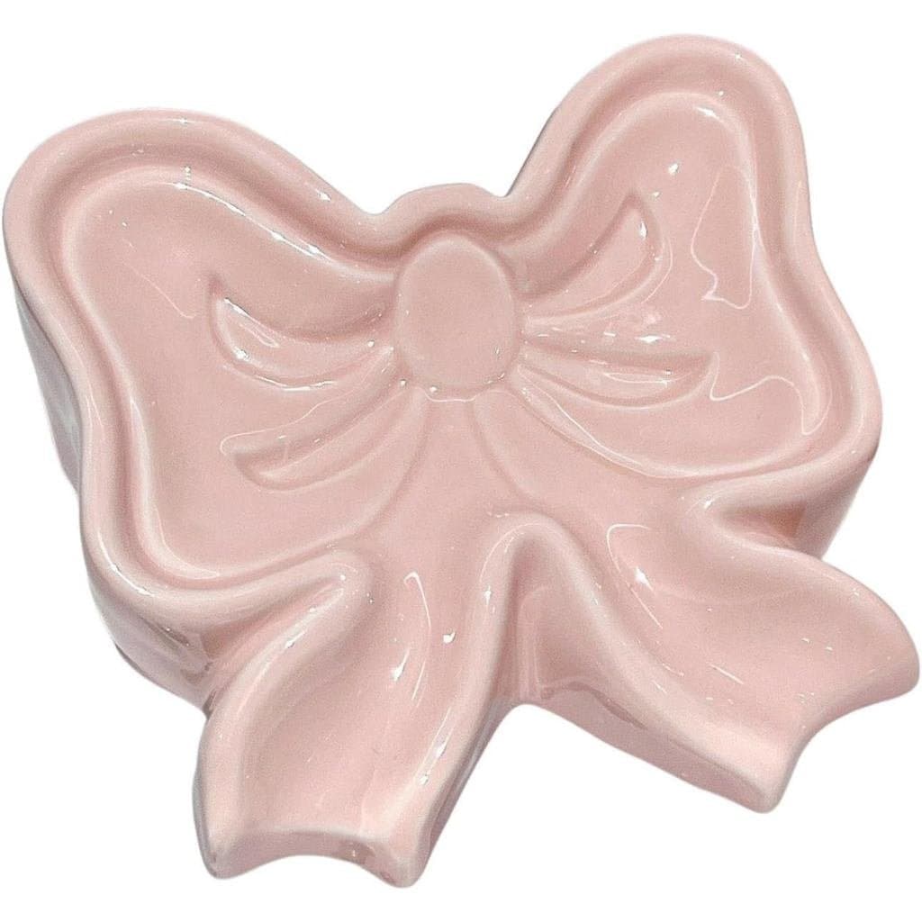 Porta-Sabonete de Cerâmica Criativo com Laço, Suporte de Sabonete com Laço, Caixa de Sabonete com Drenagem, Acessórios p