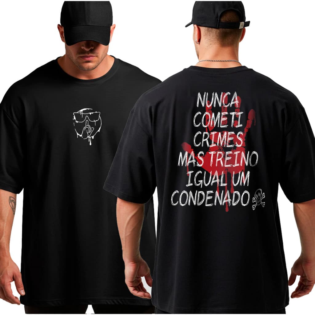 Camiseta Camisa Oversized Top para Academia Musculação Treino Condenado Streetwear 100% Algodão