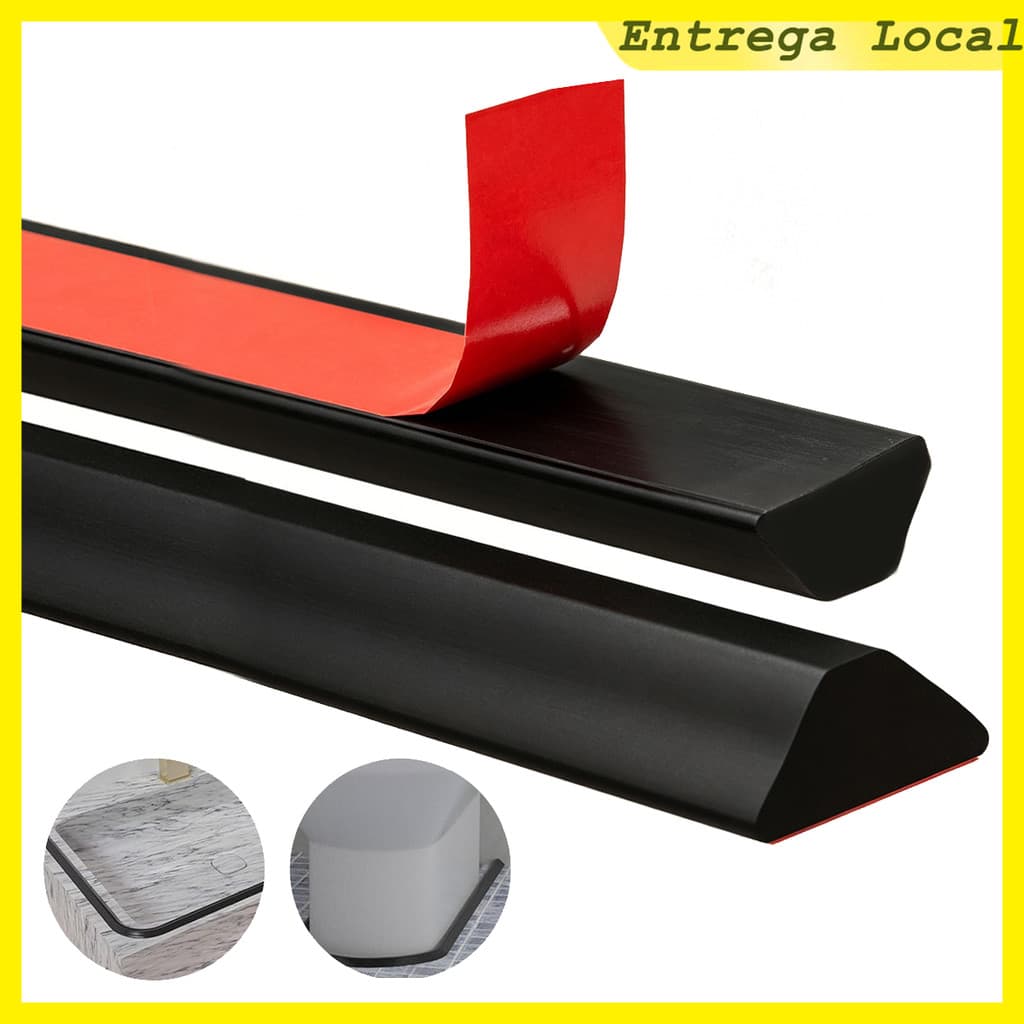 Perfil de Vedação para Box 2m Preto TPE Trapezoidal Autoadesivo para Piso, Chuveiro, Pia, Banheira e Cozinha