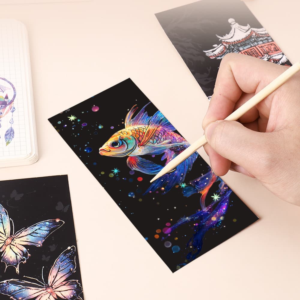 Marcador de livros colorido para raspar, faça você mesmo, pintura artesanal, brinquedo divertido portátil para crianças,