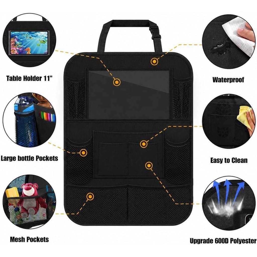 Organizador de Banco Traseiro para Carro ULEEKA com Suporte para Mesa de 10", 9 Bolsos de Armazenamento, Protetores de E