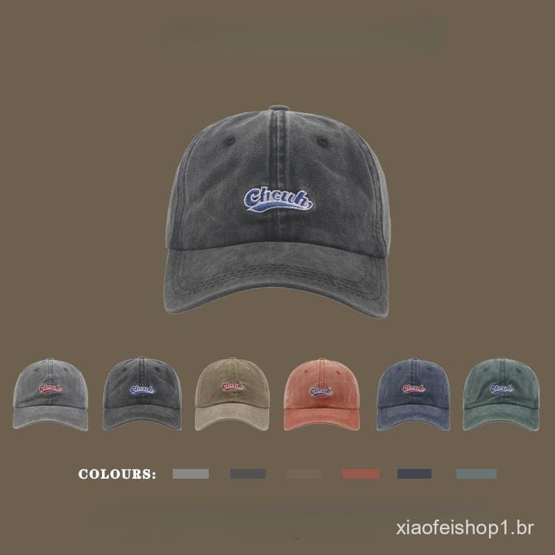 Boné de Beisebol Americano Retro Lavado Cinza Cinza para Homens e Mulheres Casais Estilo Coreano Simples Versátil Boné d