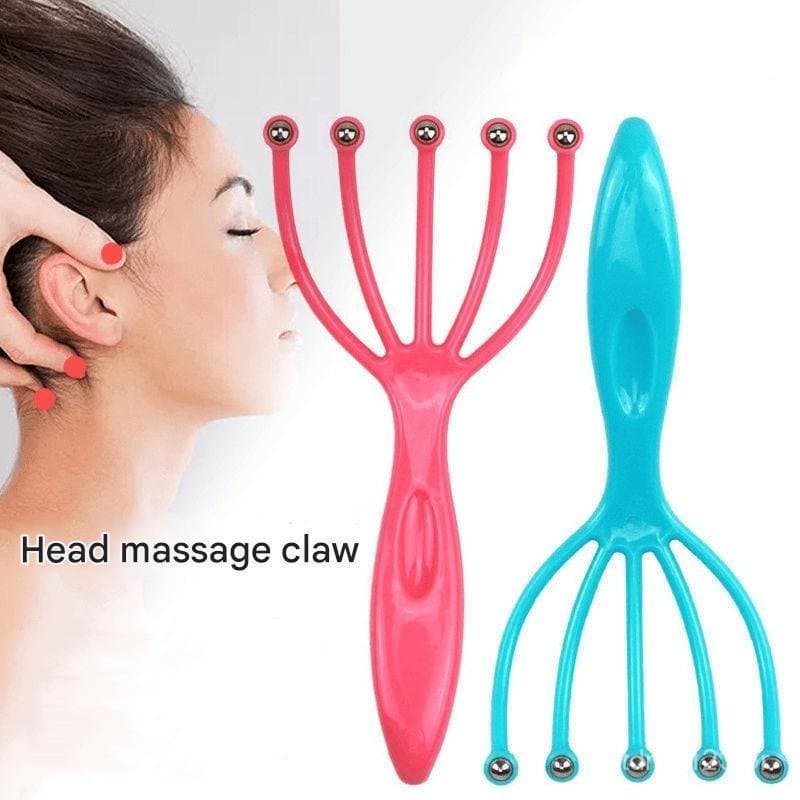 Massageador de mão com esferas de aço de cinco dedos, usado para relaxamento do pescoço e massagem do couro cabeludo/cab