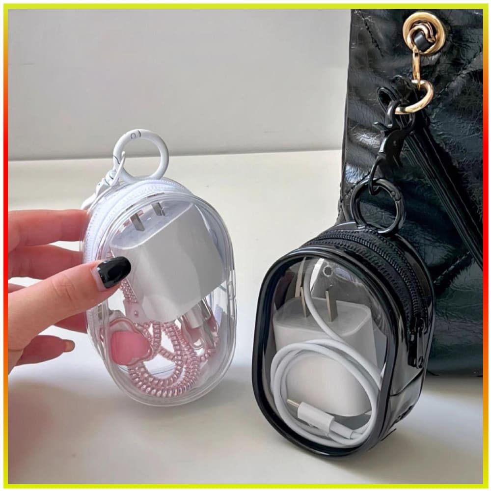 Chaveiro com caixa de armazenamento transparente, portátil, adequado para viagens ao ar livre, pode ser usado para guard