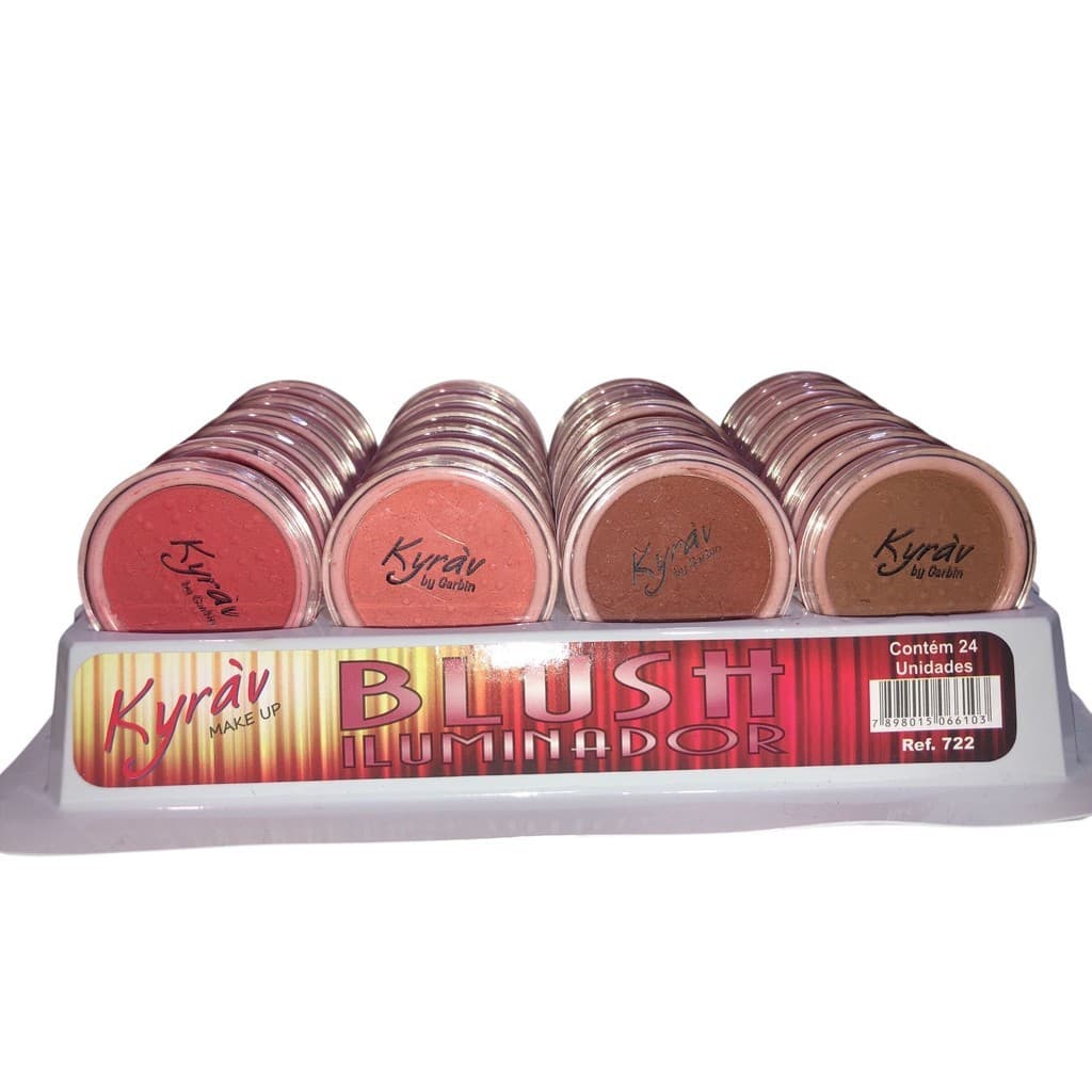 1 Unidade de Blush Iluminador By Carbin Kyráv Make Up 4 Cores diferentes com glitter