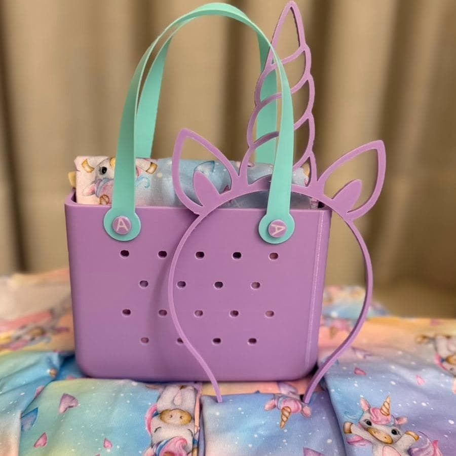 Kit Unicornio Infantil 3 Peças | Pijama Longo + Bolsa + Tiara