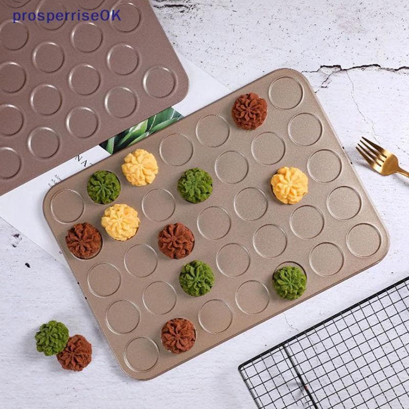 [newpros] Assadeira De Aço Carbono Com 35 Furos Macarons Tapete De Cozinha Não Sti Assadeiras Forno Bakeware Bandeja De