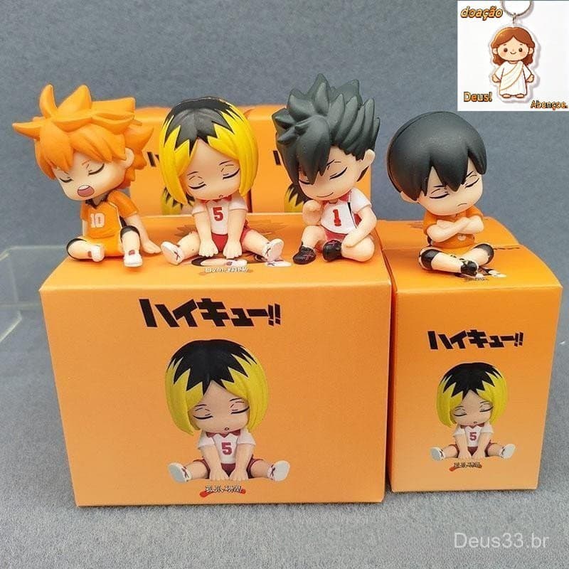 4 Pçs/Set Haikyuu Sleep Sit Ver . Figura Hina Hinata Shoyo Tobio Kageyama Kozume Kenma De Ação Brinquedo Modelo D