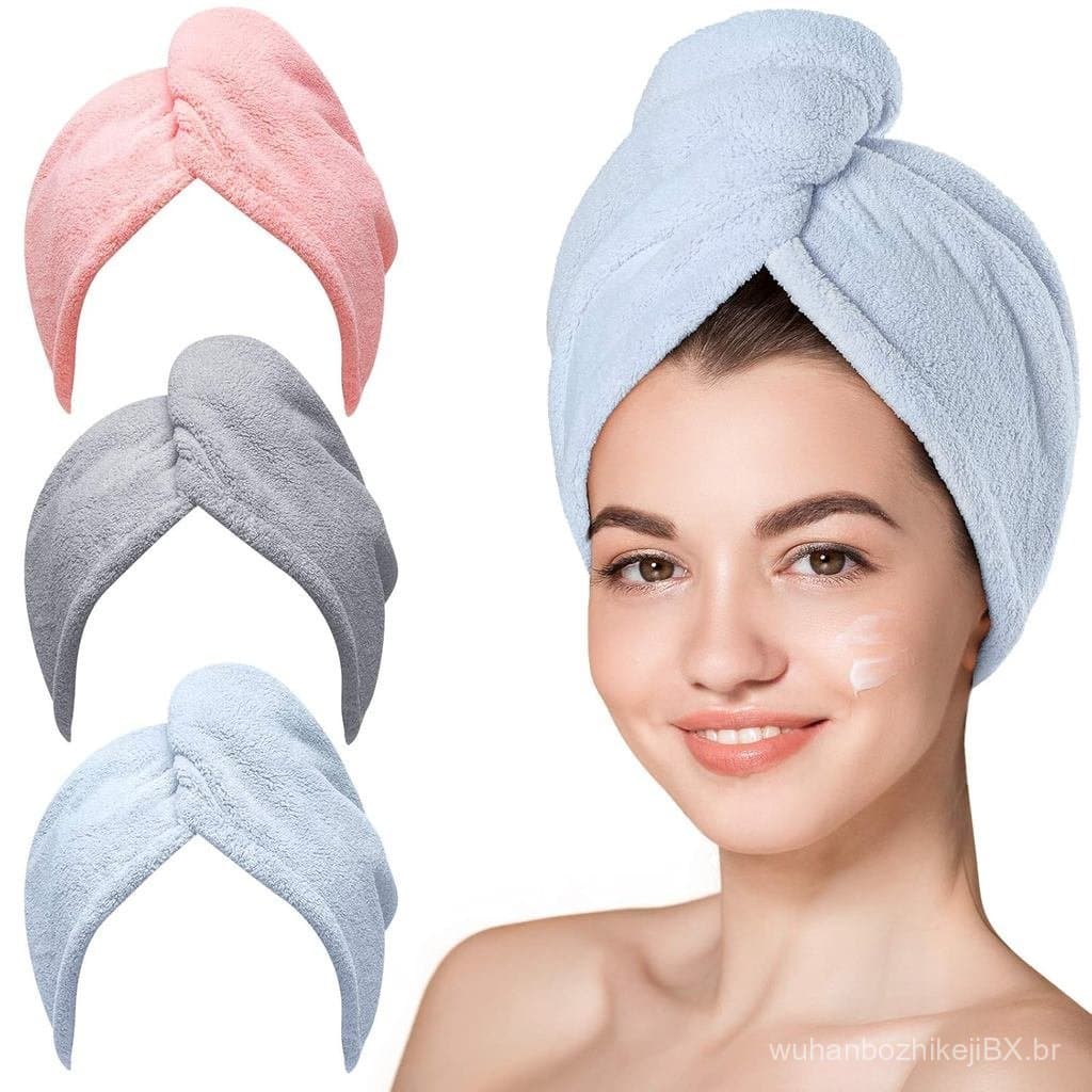 Toalha de Cabelo de Microfibra Hicober, Toalhas de Cabelo de Secagem Rápida para Mulheres, Turbante Leve e Macio para Ca
