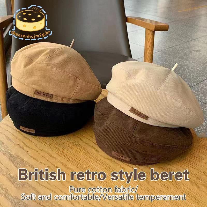 cheesenhujm2g Chapéu De Pintor Ao Ar Livre Britânico Francês Cem Couro Rotulado Boina Mulheres Outono Inverno BR