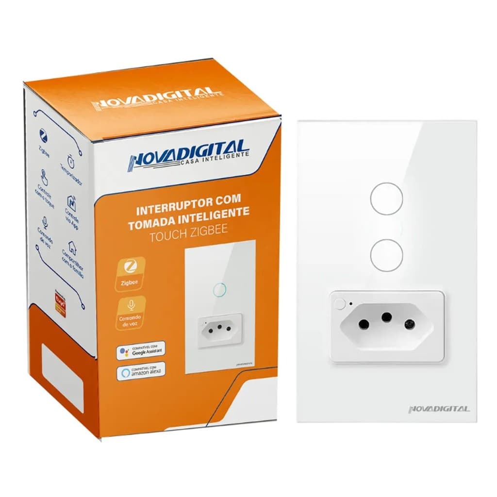 Interruptor Inteligente Zigbee 2 Botões Touch C/ Tomada 20A