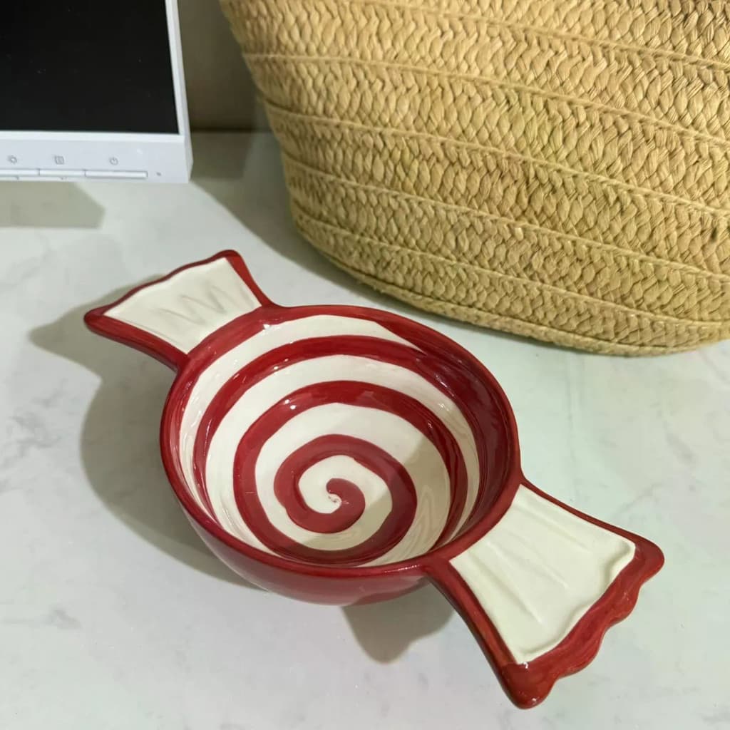 Tigela em forma de doce de Natal Tigela de cerâmica combinando com cores Underglaze Color Gift Tigela de sobremesa Requi