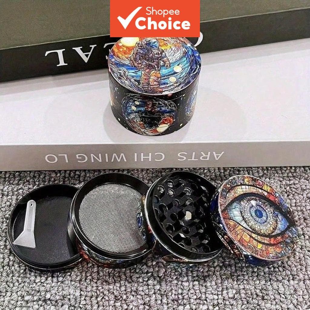 Escolha Prática Moedor de Temperos Redondo de 50mm de Liga de Zinco com 4 Camadas Manual para Sal, Pimenta e Temperos