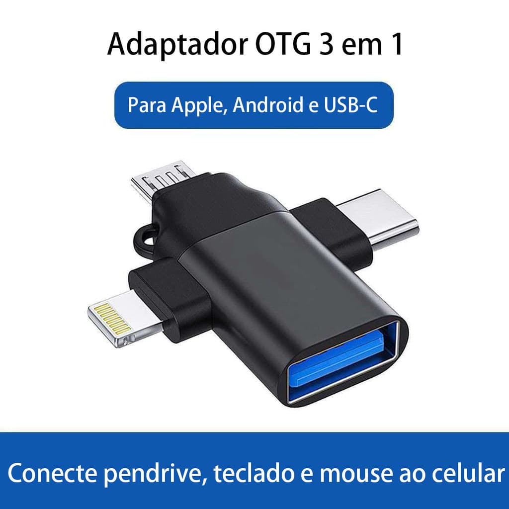 Adaptador otg três em um adequado para adaptador de Tablet para celular Huawei typec Apple Android