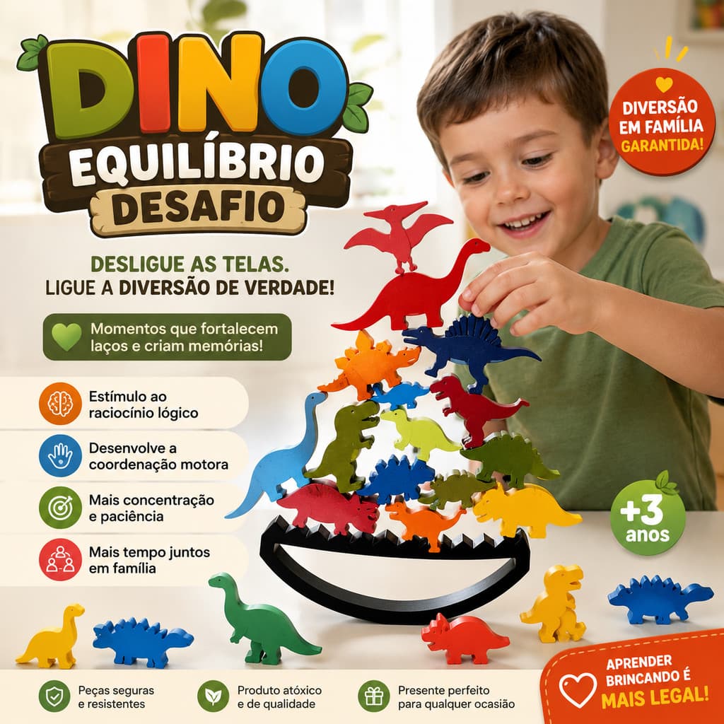 Jogo Tetris Equilíbrio Dinossauro Brinquedo Educativo Coordenação Motora Desafio Infantil Presente