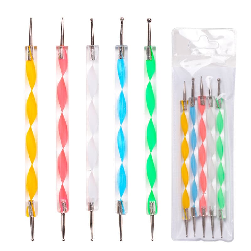 Ferramentas de Manicure atacado caneta ponto espiral haste ponto agulha dupla cabeça bolinhas escova corrente Link canet