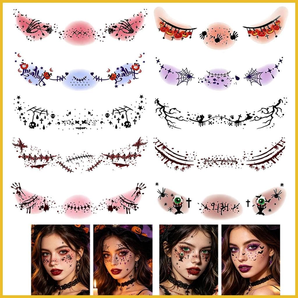 Halloween Sardas 10 Peças Brilhantes À Prova Dwaterproof Água Adesivos De Feminino Férias Para Crianças Adultos yunkbr