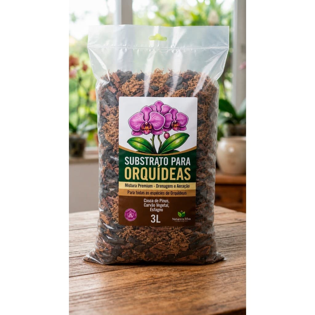 Substrato Para Orquídeas mix Casca Pinus + Carvão + Chip Coco Saco de 3Litros