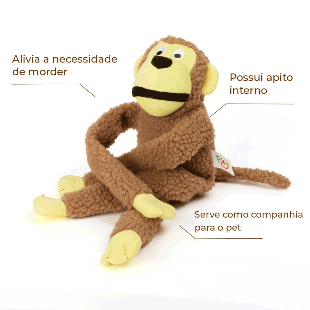 Mordedor Pelúcia Pet Macaco com apito