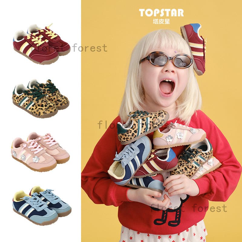 Topstar2026 outono novo estilo crianças sapatos de treinamento alemão 3 moda leopardo impressão meninos meninas Forrest