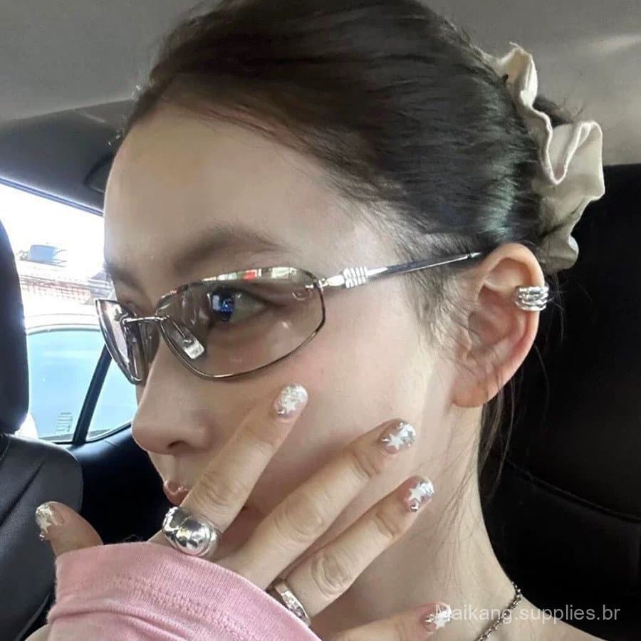 Óculos de sol femininos modernos, sem armação, com lentes em degradê, estilo europeu e americano, com um toque sofistica
