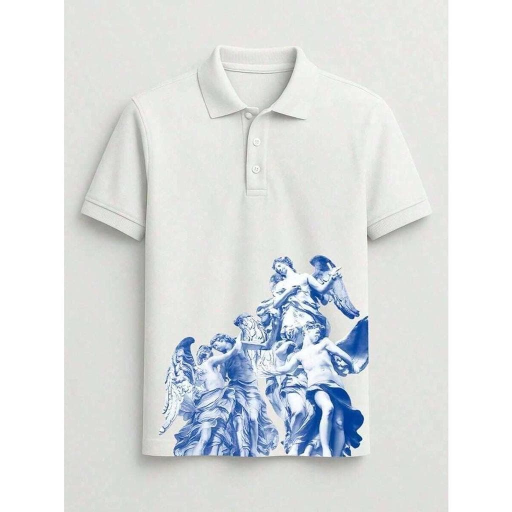 Camiseta Polo Piquet Angels Manga Curta Masculina Feminina Anjos e Demônios