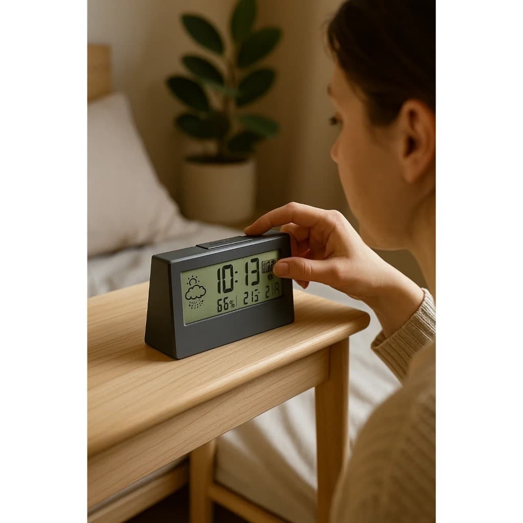 Relógio Despertador Digital Mesa Acorda Alarme Horas Temperatura Preto Presente Casa