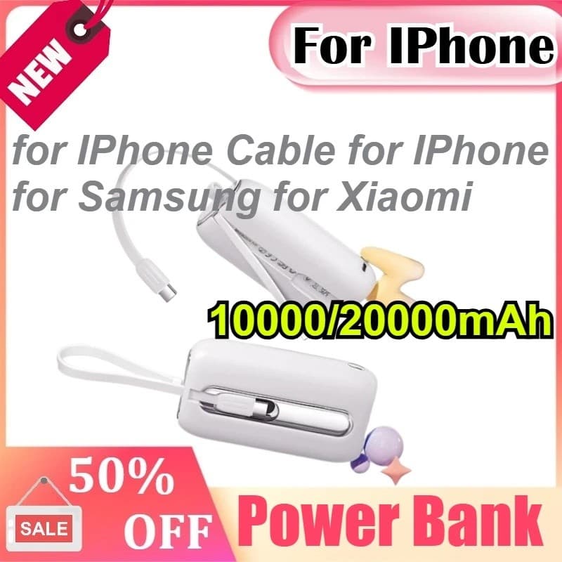 10000/20000mAh 22.5W Mini Power Bank Powerbank De Carregamento Rápido Com Tipo C Para Cabo IPhone Samsung Xiaomi