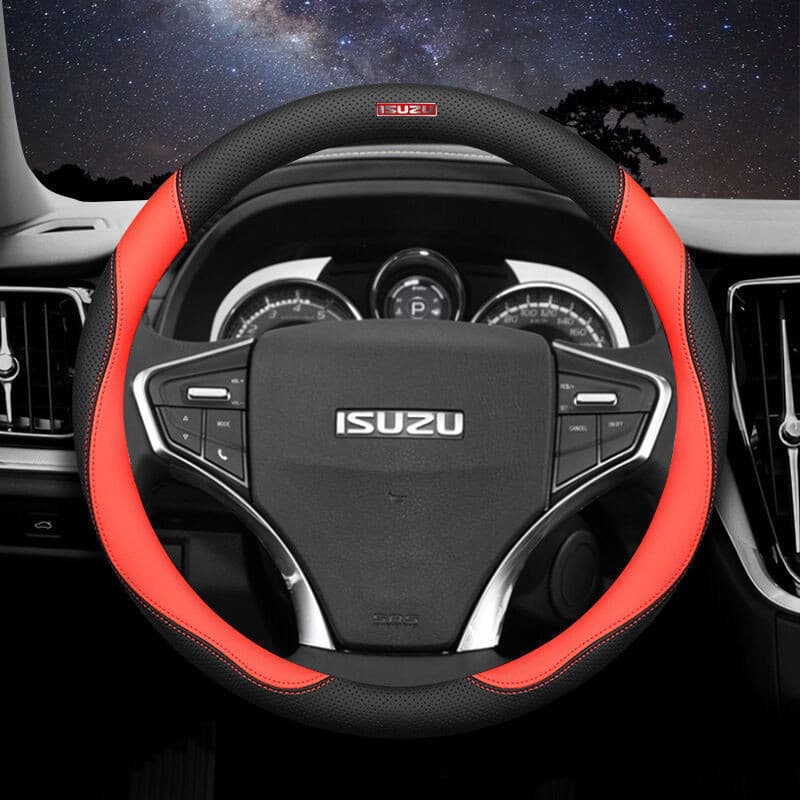 Capa de Volante de Carro em Couro Microfibra, Protetor de Volante Respirável e Antiderrapante para Isuzu Dmax Mux Troope