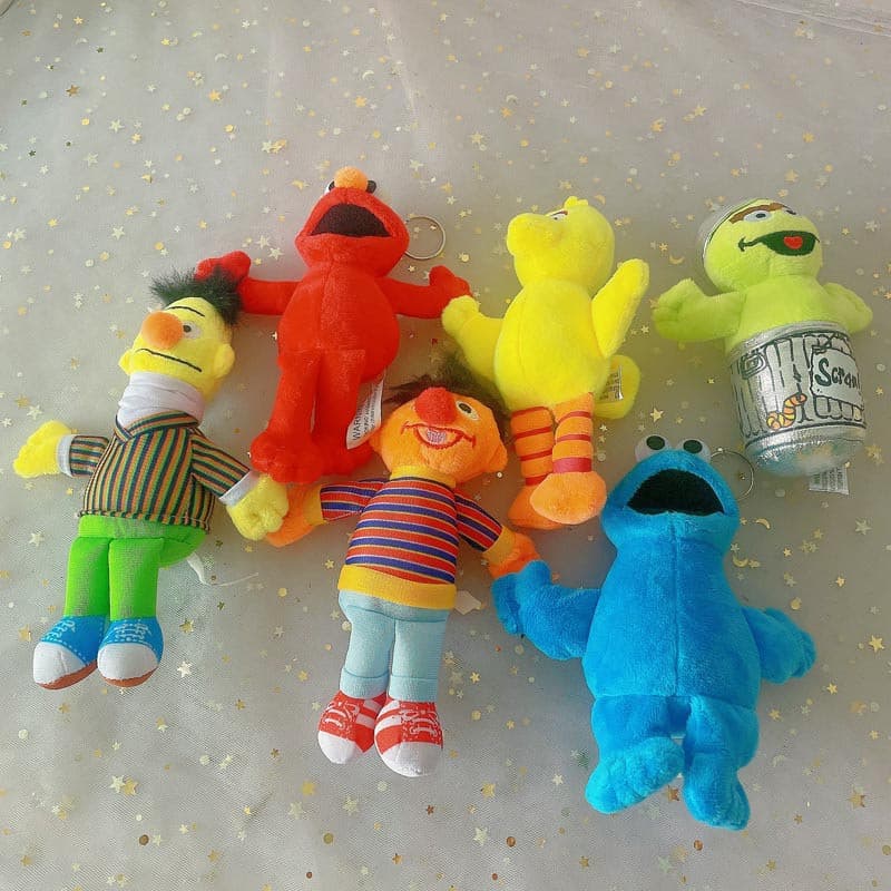 Conjunto de 6 brinquedos de pelúcia de 15 cm: Elmo, Monstro das Biscoitos, Pássaro Gigante, RBQ9 8QIK