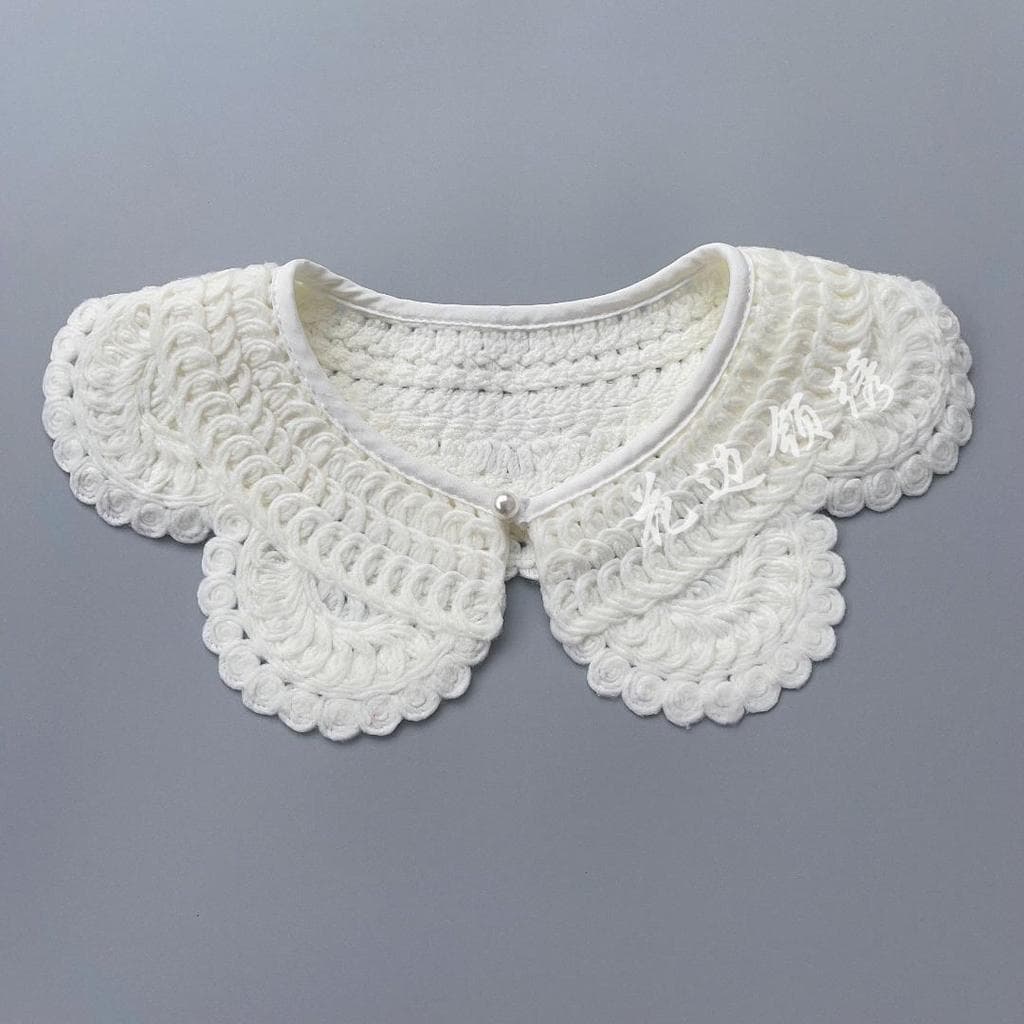 Versão coreana outono inverno lã bordada gola falsa feminina All-Match gola decorativa de malha suéter externo gola de b