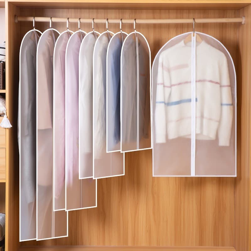 Protetor De Vestuário Roupas Capa Poeira Casa Transparente Casaco Terno Saco Estéreo Pendurado