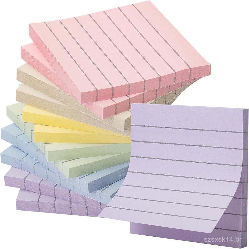 Mr. Pen - Notas Adesivas com Pauta, 4" x 6", 6 Blocos, 45 Folhas/Bloco |   Blocos de Notas Adesivas com Linhas, Post-its