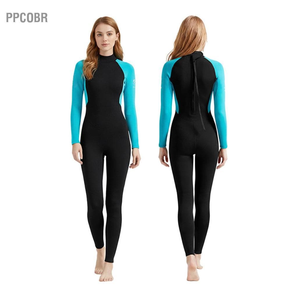 Ppcobr Roupa de mergulho de manga comprida de corpo inteiro 3mm Fato de mergulho de neoprene altamente elástico para