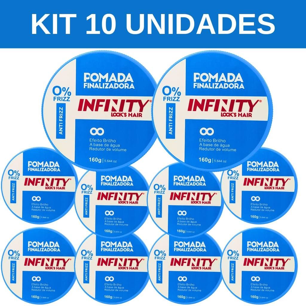 Kit 10 Pomadas Finalizadora Mega Fixação Infinity Azul 160g - Envio em 24 Horas