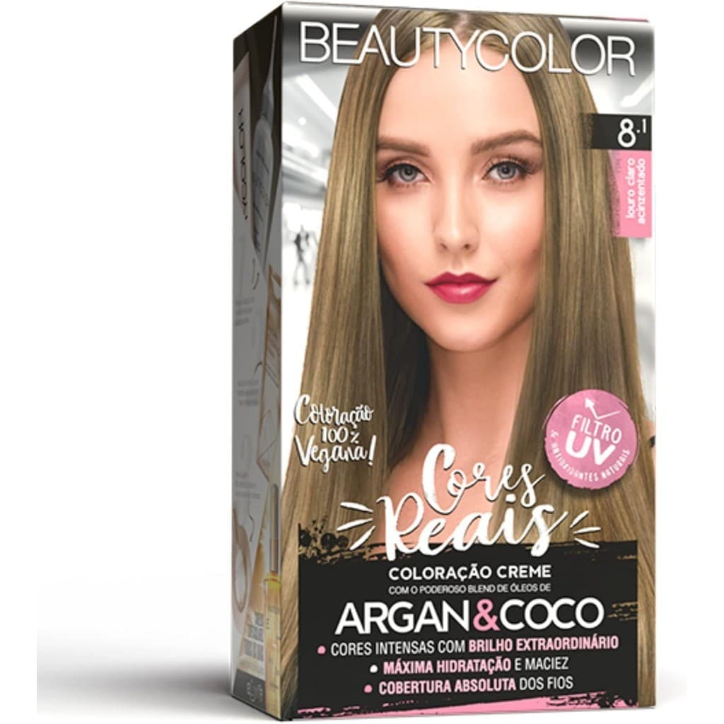Kit Coloração BeautyColor Todas As Cores - Tinta Para Cabelo Louro Claro Acinzentado 8.1