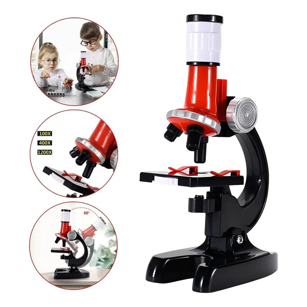 Microscopio Infantil Escolar Educativo 1200x Com Acessorios Importway BW332